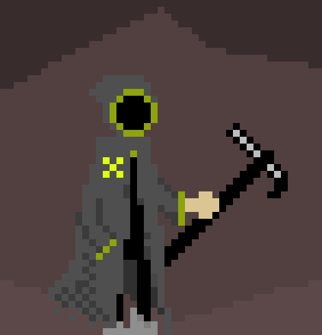 [95be89] He may not have a soul... Yet, I can still take the dust -Using his scythe he reaps up the dust into a bottle-