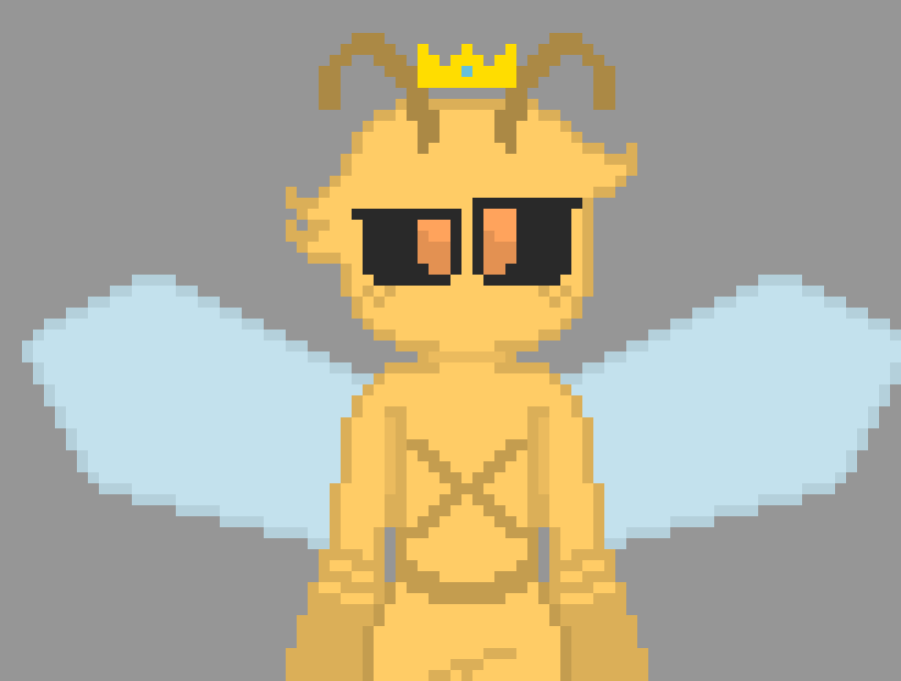 [4fbda4] the queen is not here right now...so it's just me the king and all the be's and as king i have to keep everything in good shape..and i'm going to be a dad for some new bees...just the queen has not lied the eggs yet...-bobee