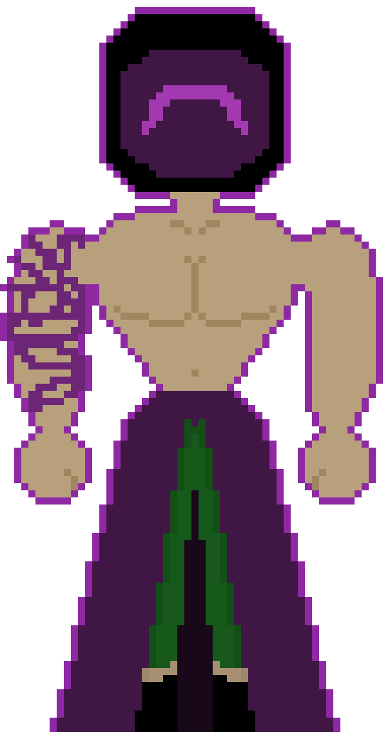 [25d002] *He then creates a ball of purple fire, before lighting the forest ablaze*