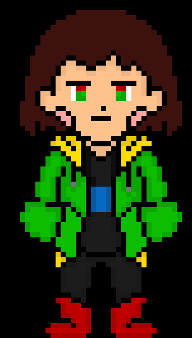 [b63bdb] *Chara had went over to Terror and drags him away from DustDust after sending knives into DustDust's arms*