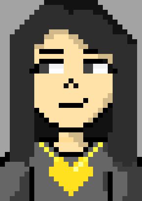 [90896a] *She leans over to her Boarder and whispers to her.* We should probably get home. *She has the scissors ready.*