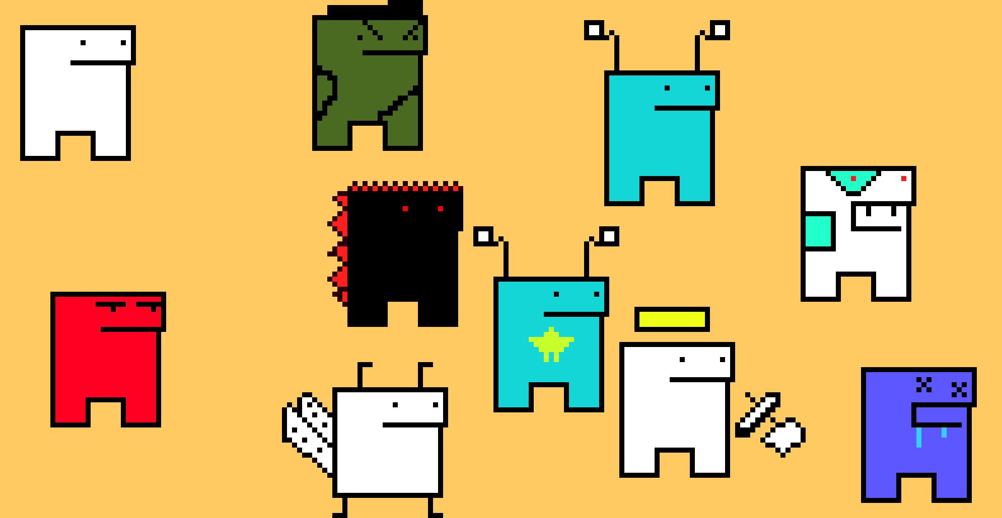 [03aff8] bob,relic,red,alien,super alien,angel,zombie,floating,black,and metal