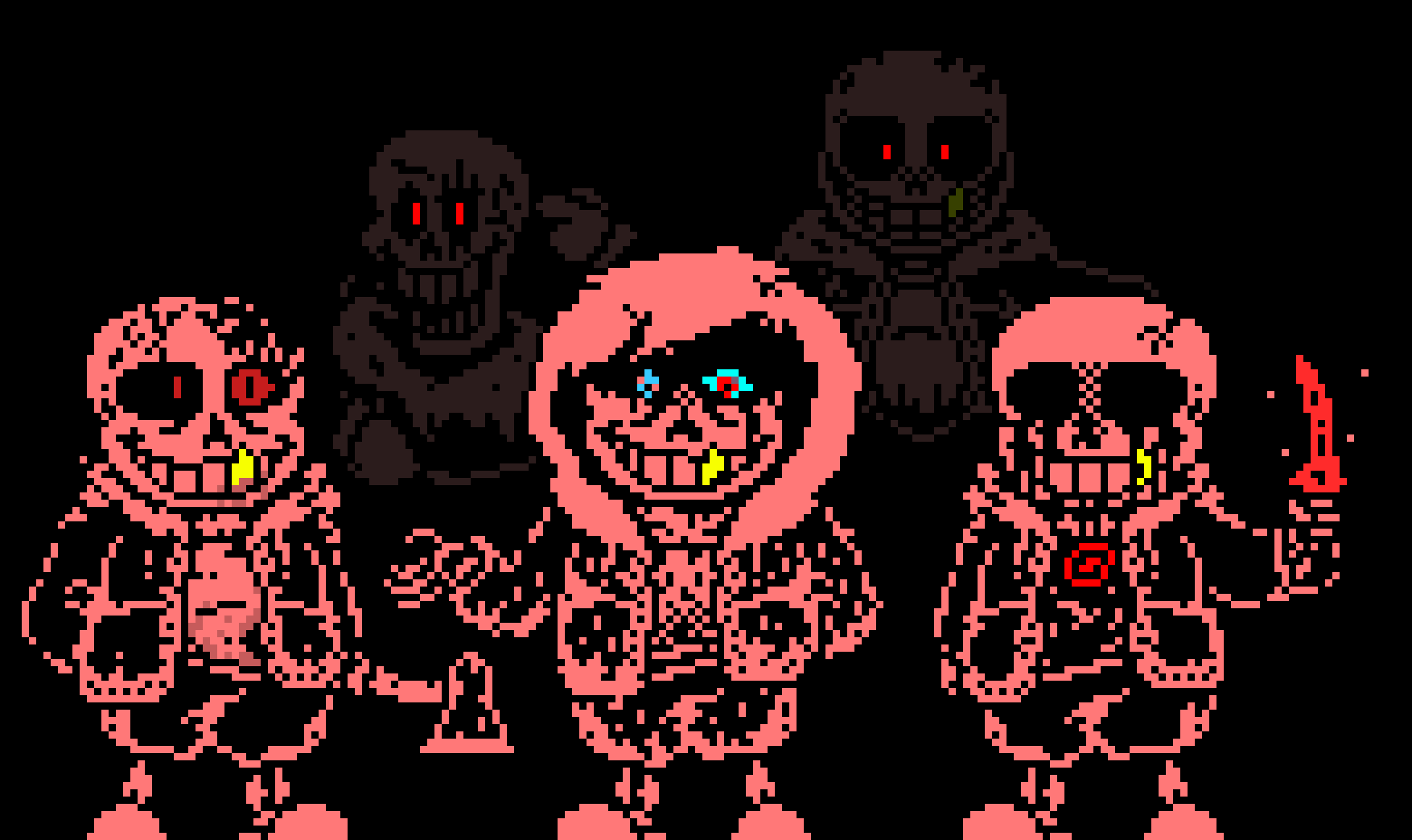 [95be89] Fallen Murder Time Trio + Ghost Papyrus and Insanity Sans | And dumbass idea, has been done... And clearly SOMEONE, if gonna fix, this dunno who, but I know someone will... Maybe...
