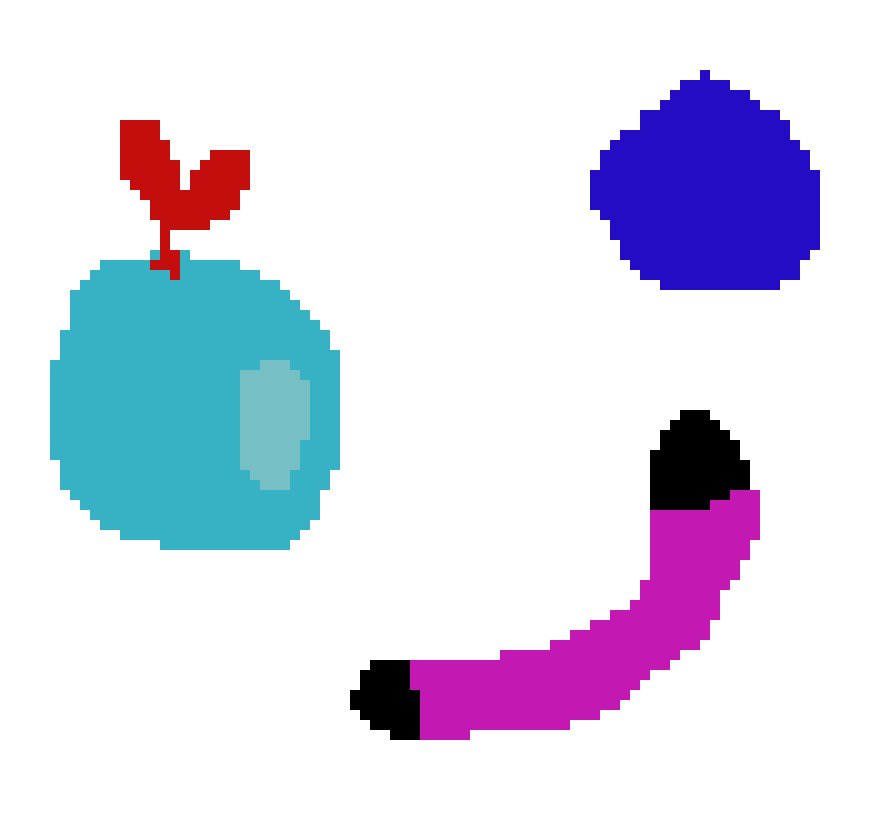 [9664c4] Pixel Art Fruit, off coloured