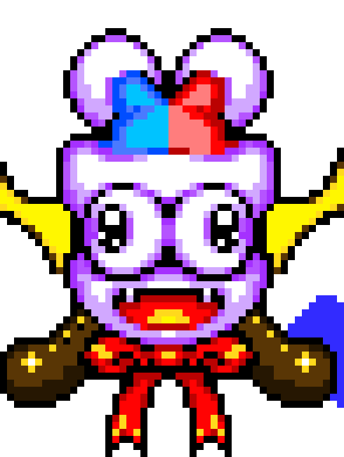 [05b0c1] *Battle Theme plays* *13,000/14,000hp* *He dashes towards Karma and then retreats above, spitting a spiked ball downward that splits into two ice projectiles.* 