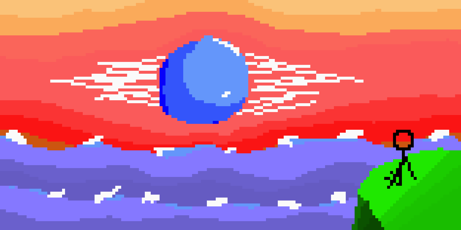[ef522d] Stick Figure looking at Blueberry Sunset