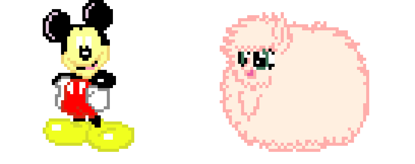 [9664c4] Pink Fluffy Unicorn And Mickey Mouse