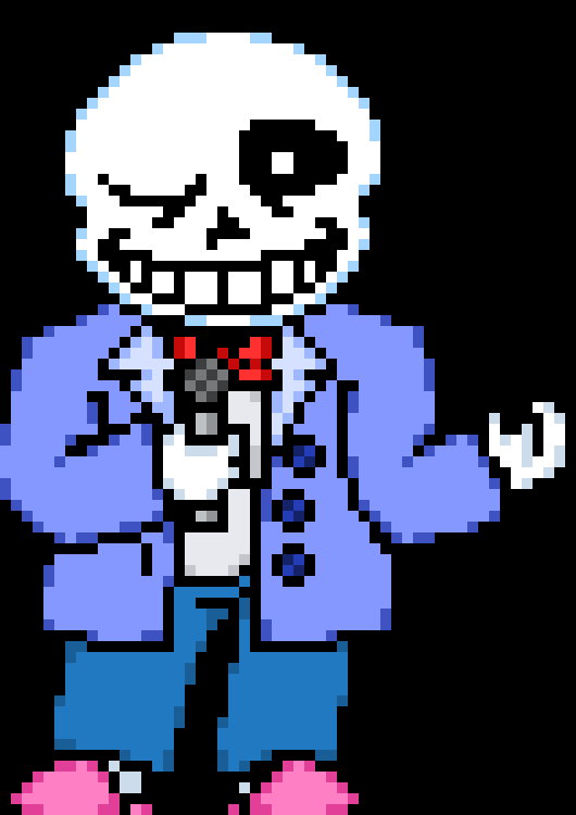 [5779f0] Hello everybody! And welcome to the sans gameshow! I'm your host, Sans! And today we are doing...Well of course..A gameshow!!  -Gameshow Sans (Detrio)