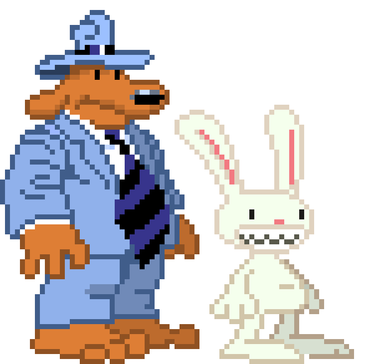 [c15a39] Sam: Hello we are new around here, you wouldn't have seen a ugly looking character around here would ya? Max: Yeah, he has the ugliest,MOST VILE thing of all, multi-colored haaiiirrr