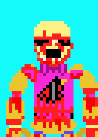 [e96ca7] -his hair is stuck on the suit,and some springlocks are still stuck on him-