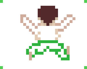 [9664c4] Green pants man right 1 left -1