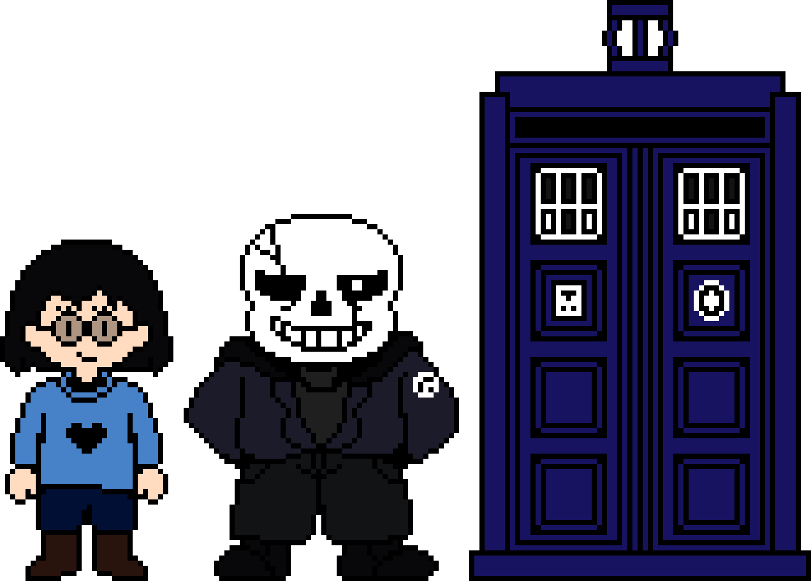 [c0f59a] DoctorTale 12th Sans With his Companious Daisy and his Tardis.