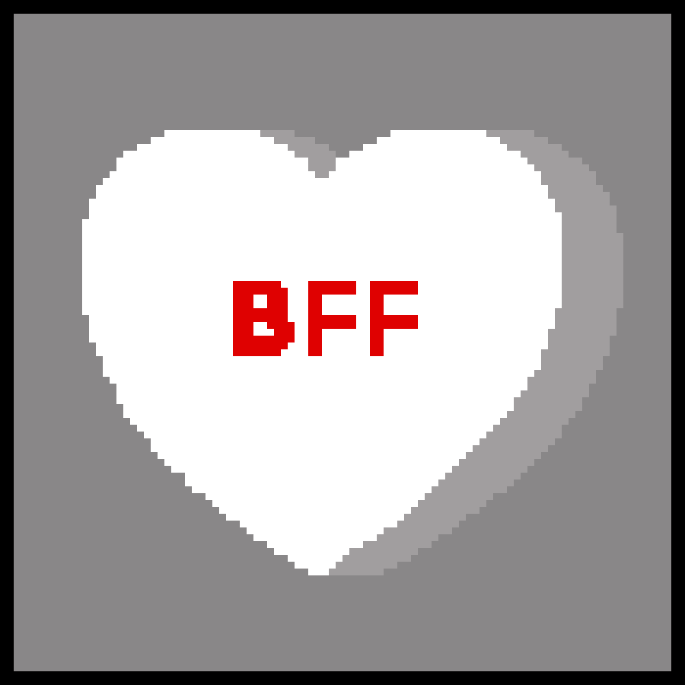 [6200ba] White "BFF" Candy Heart (Boarder)