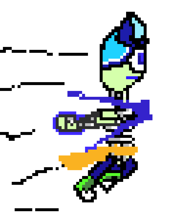 [04f305] -jumps at switch holding up fist-