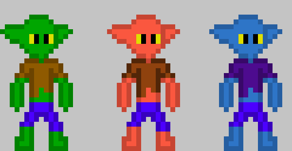 [30dec3] This is a normal goblin. Normal Goblins are, well, what you'd expect from a regular goblin. Normal Goblins come in three types, as all goblins do. (note: fire goblins and water goblins have status effects that are the same as their type). -Ez