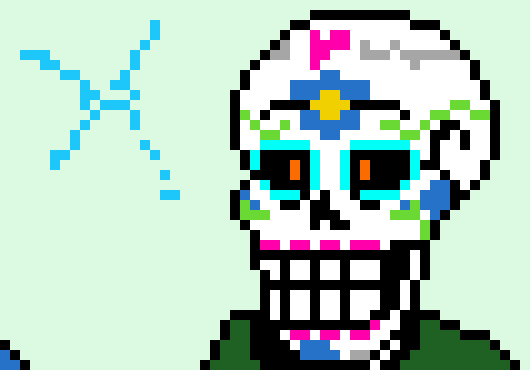 [ad245b] STOP POSTING THIS FOUND ART OF SOMEONE TURNING ALLAN INTO A SUGAR SKULL >:(