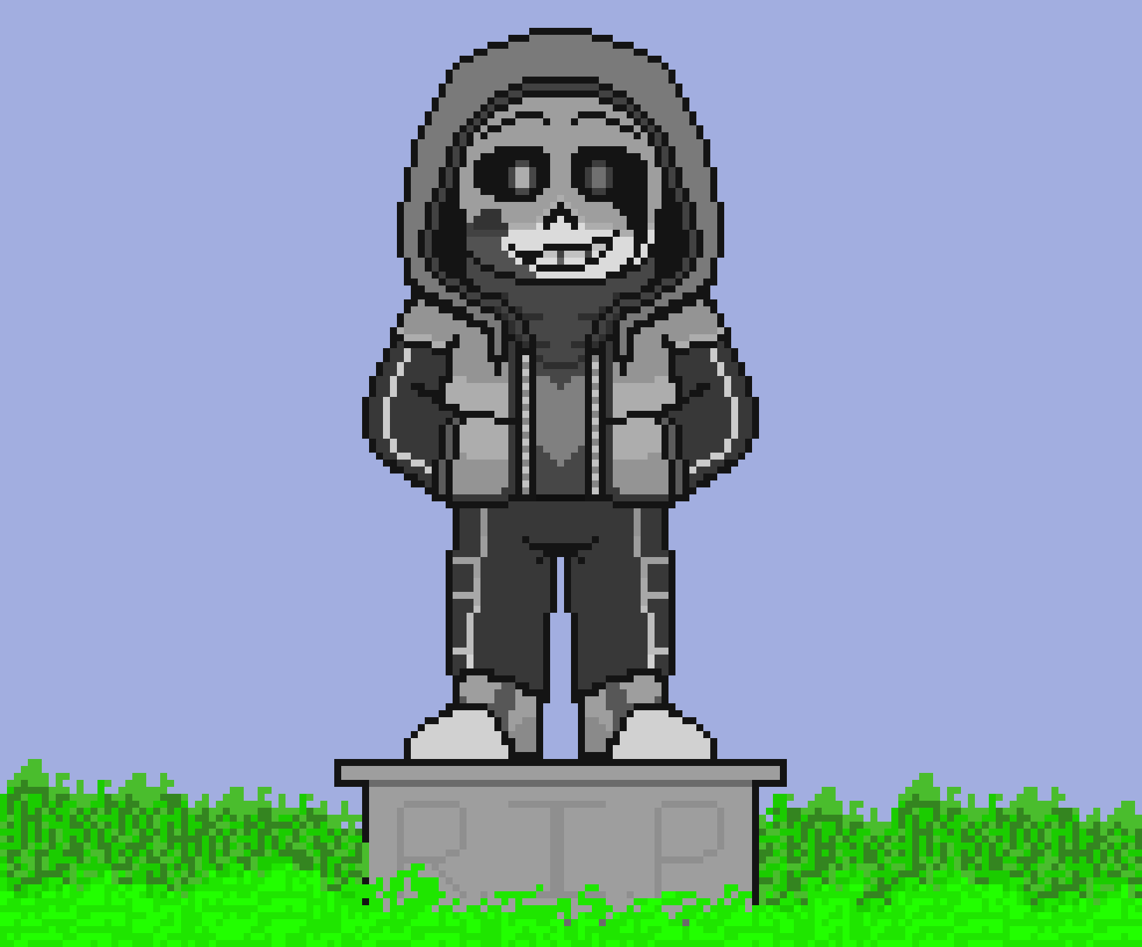 [752b4c] *Blue rose petals fell from the tree behind the grave, green and purple butterflies fluttering. It was a quiet, peaceful place. Otherworldy, some could say.*