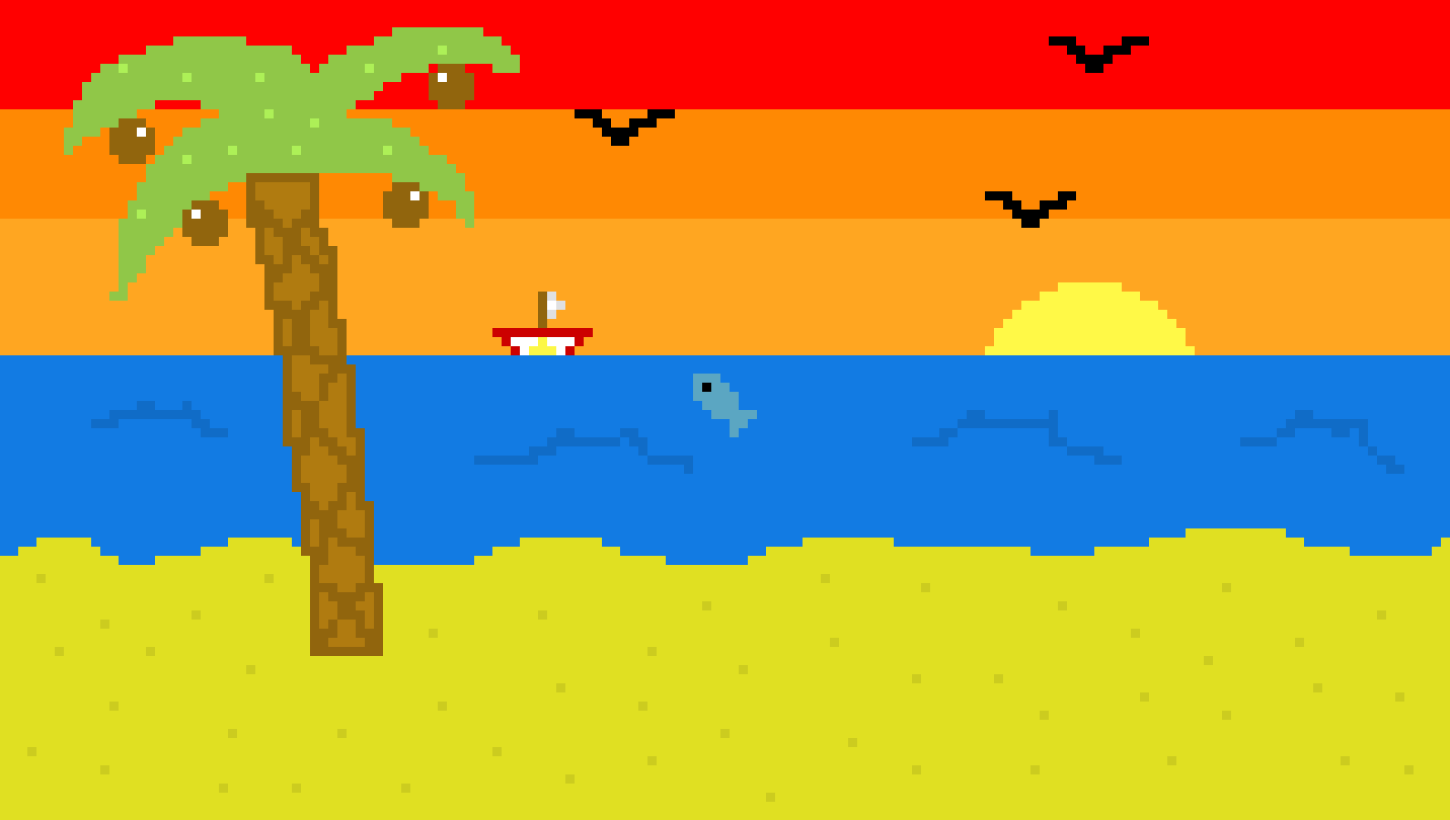 [9664c4] Tropical Sunset Pixel Art