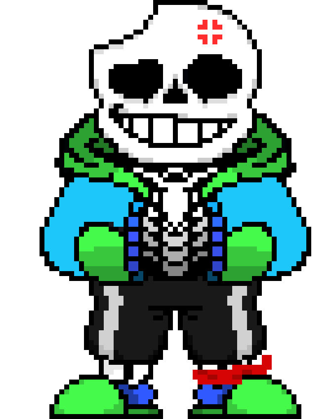 [38b046] Some trash bag reused my sans and made him the classic sans *ready's up gaster blaster*-Green