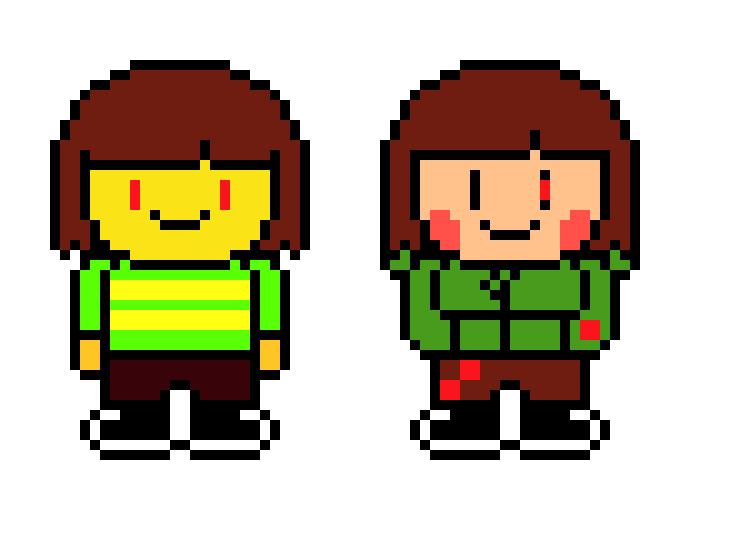 [9664c4] DUSTSHIFTshift Chara AND FRISK  Colored Battle Sprite