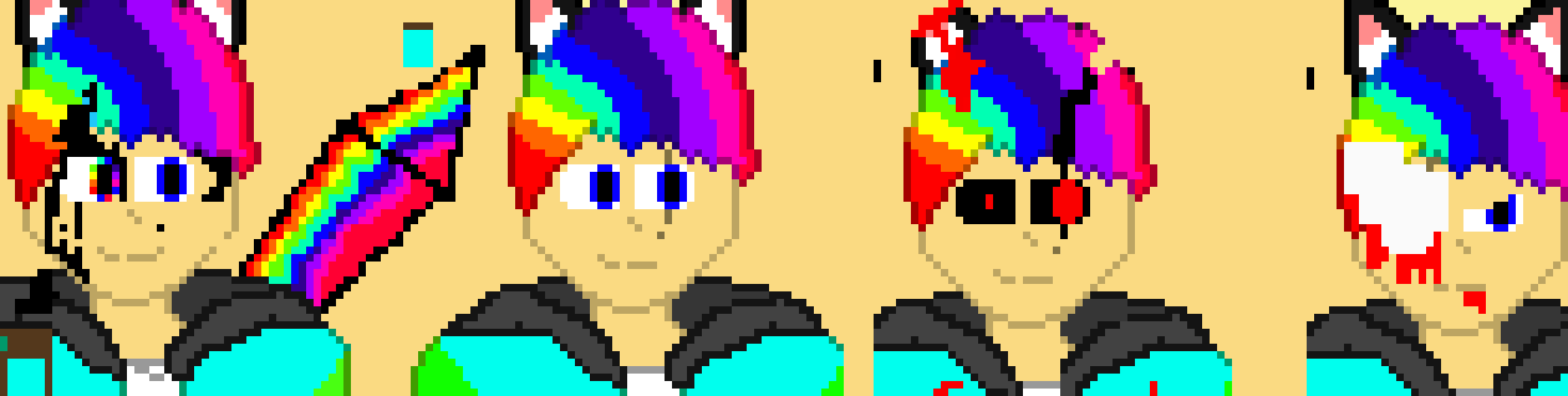 [401102] *they all shoot a GIANT rainbow beam like in the end of the pacifist run*-the rainbow squad