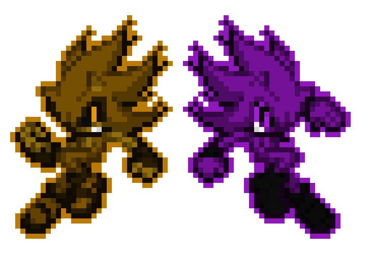 [6c26bc] Dimlit Auryn the Golden Hedgehog and Fleetway Amethysto the Hedgehog - Sonic OC's
