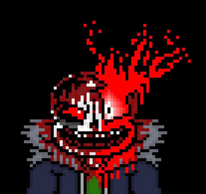 [57dac4] *the blaster gets exploded as he is suddenly behind Shark, he bits off one of his arms and rips a quarter of his skull off*