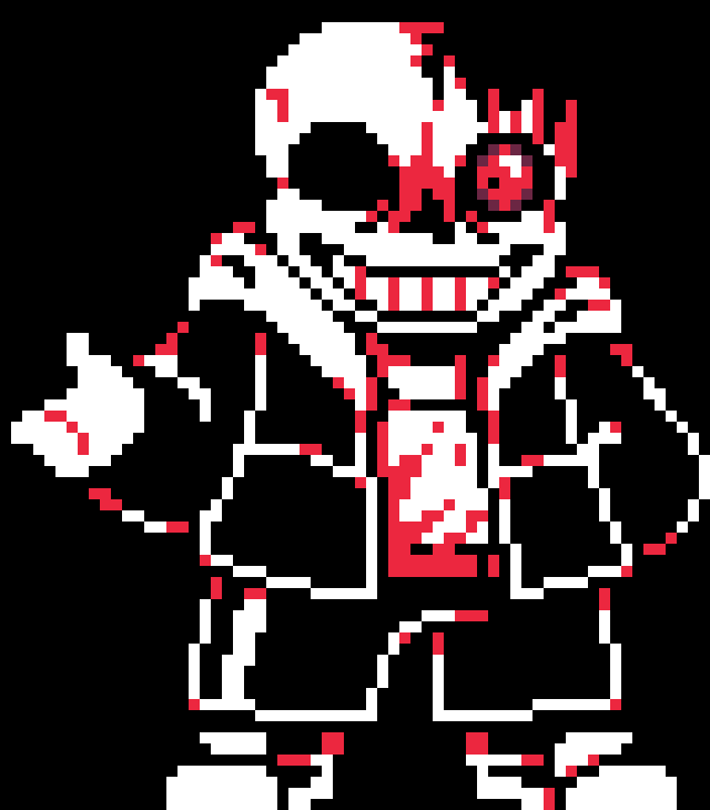 [59d515] -loses more hp but just shrugs it off, spares the hooded figure- -Horror!Sans (Detro)