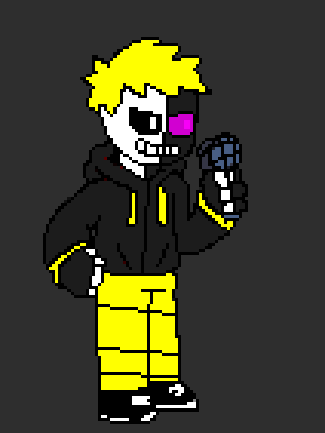 [812b32] saying that shows how much you care about others feelings)) *finds a purple button with a logo on it* time to get what i need... - Molt! / Tord!