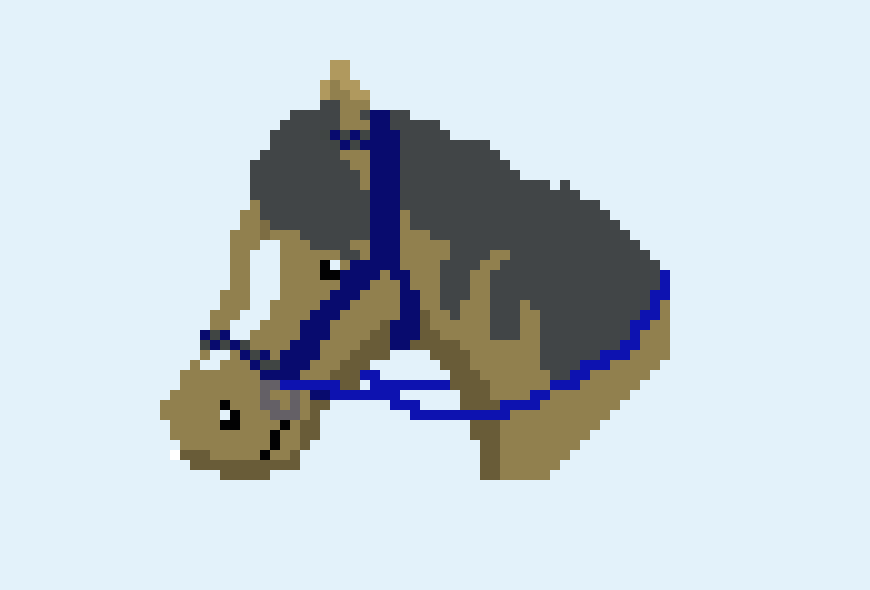 [9664c4] Horse/blaze/brown/blue/grey.