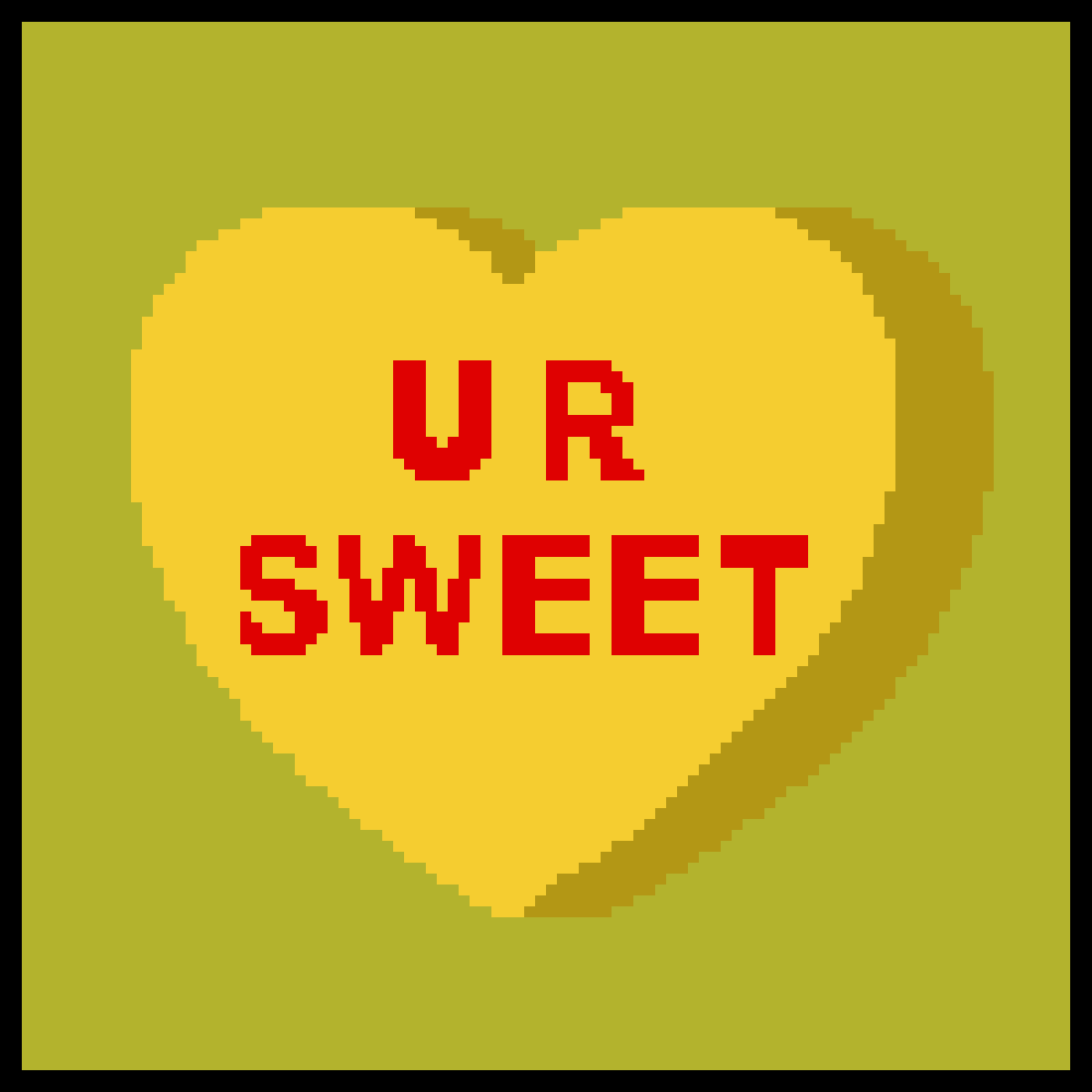 [6200ba] Yellow "U R Sweet" Candy Heart (Boarder)