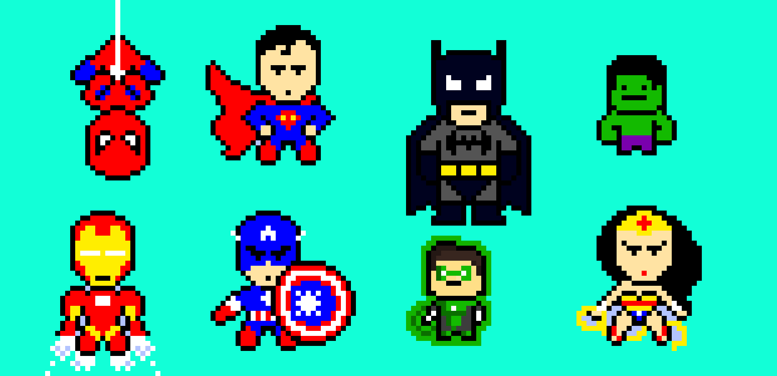 [1a3048] Pixel Art Super Heroes