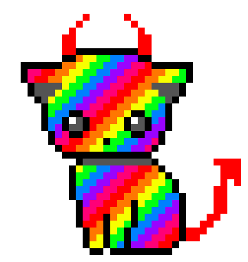 [9664c4] Rainbow Devil cat