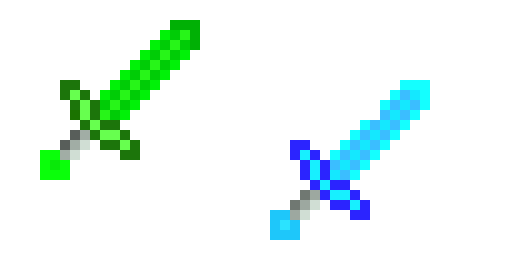 [8e153a] cool blue and green crystal Minecraft swords  :-)