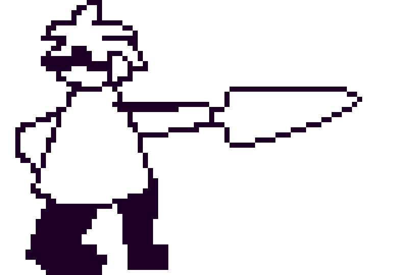 [379d08] something like this, or if you need a better refrence; kris's ACT animation, but instead of pointing, its a knife