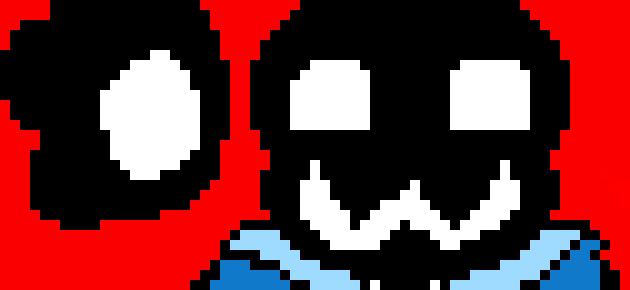 [619e86] SansVirus.exe gaster hand smashes Glitch from above damaging them badly -