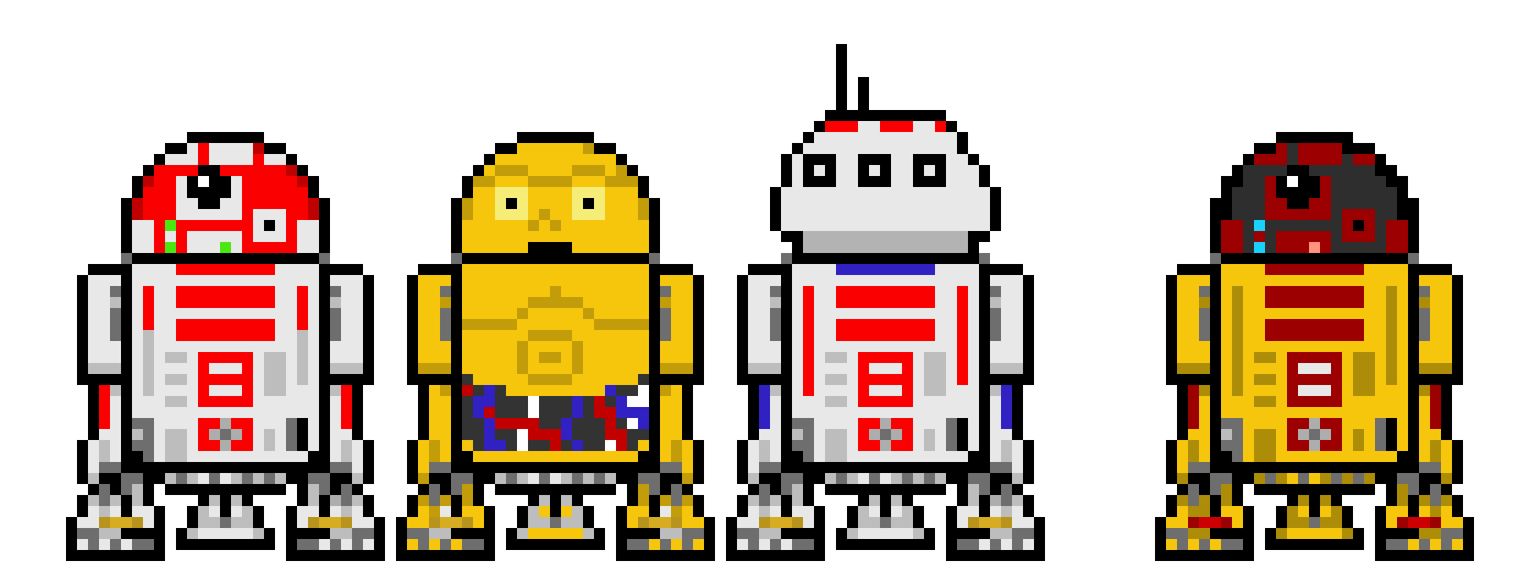 [b04c7a] R4-P17, C3-PO, R5-D4, and R3-D5