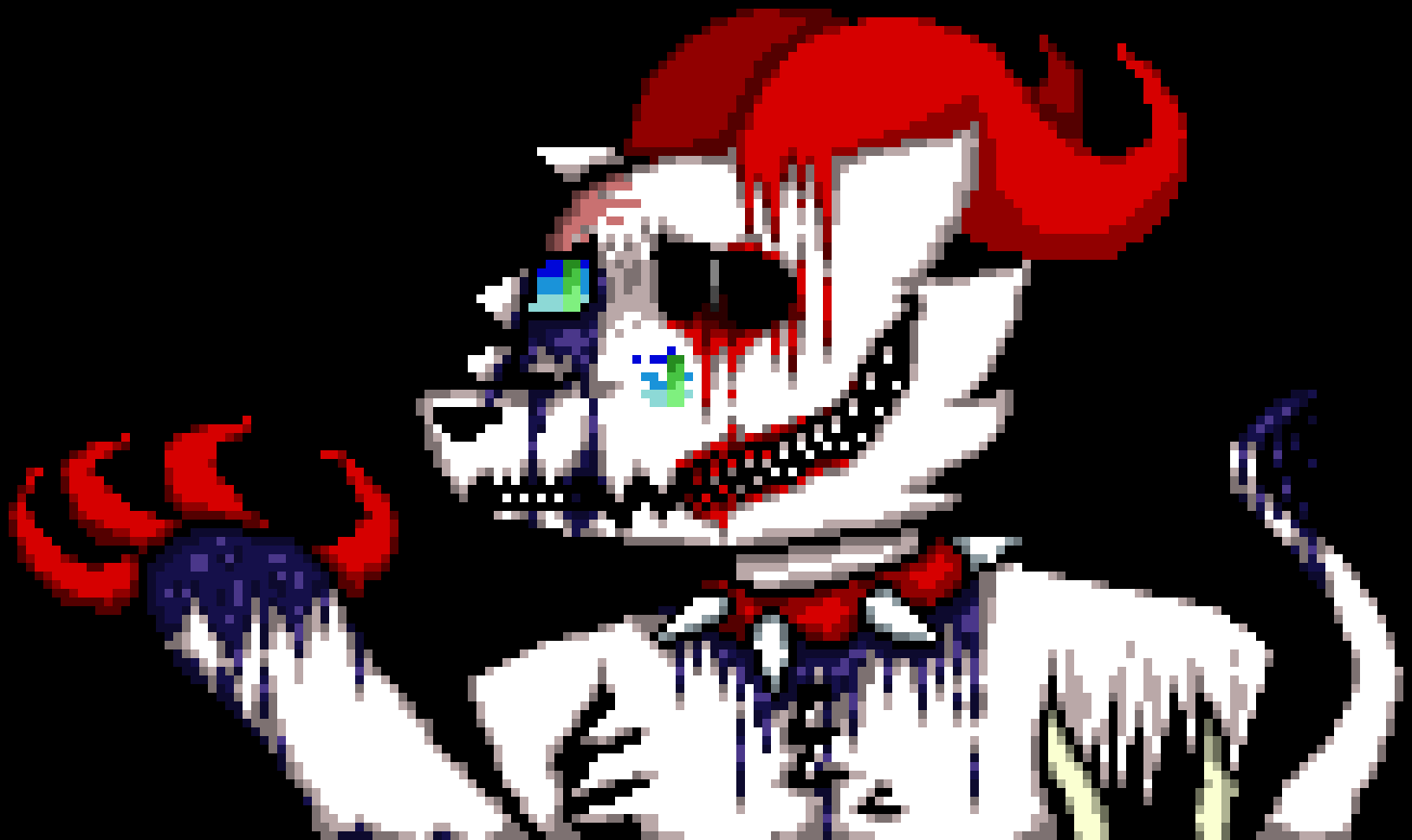 [95be89] Heh... Hehehehaaa... This is just funny... I don`t see anything scary here... Not at all... Cause you can`t really make bland pixels of white-red-black-grey to work all alone... You gotta add more to it...