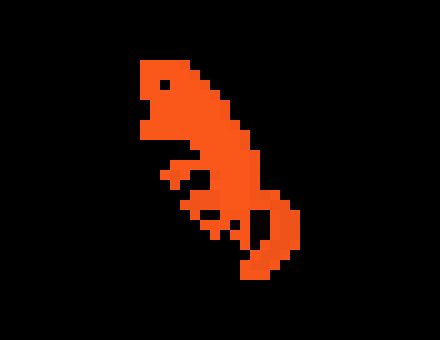 [7d1688] jump dinosaur but orange.