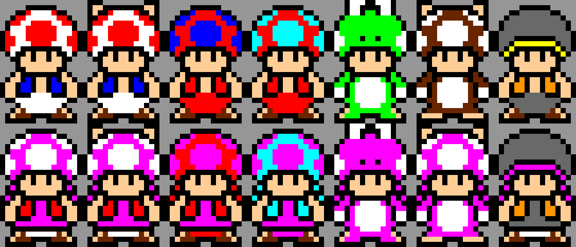 [cb38c5] Toad & Toadette Power-Ups (SNES SMB)