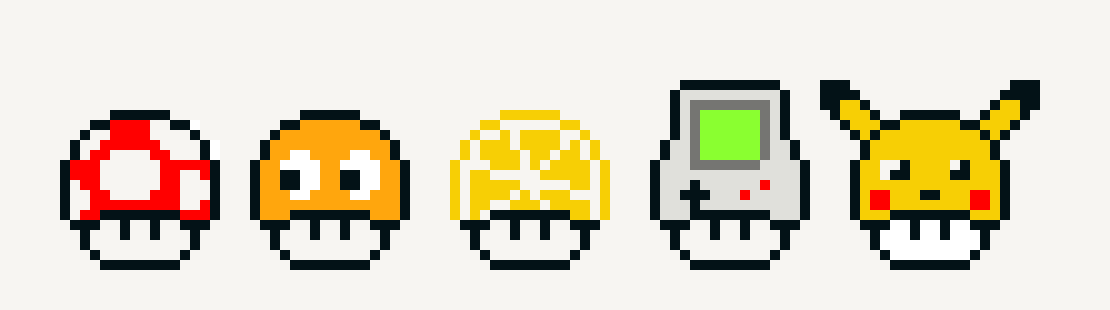 [9664c4] Mushroom pixel art variations 
