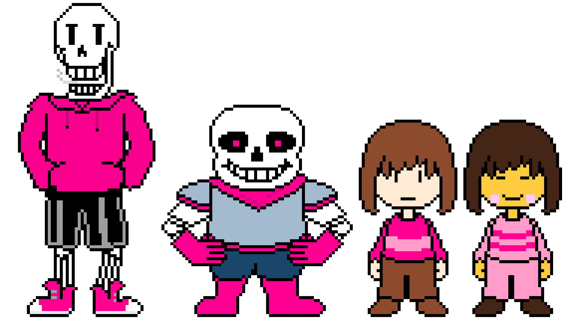 [9664c4] Underswap Papyrus, Sans, Chara, and Frisk (pink)