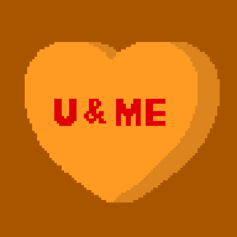 [6200ba] Orange "U & Me" Candy Heart (No Boarder)