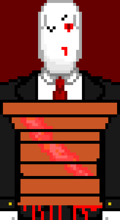 [7398c2] *Still hurting* Y-Yeah i -guess *Coughs up a little blood* Oh god! :Slenderman