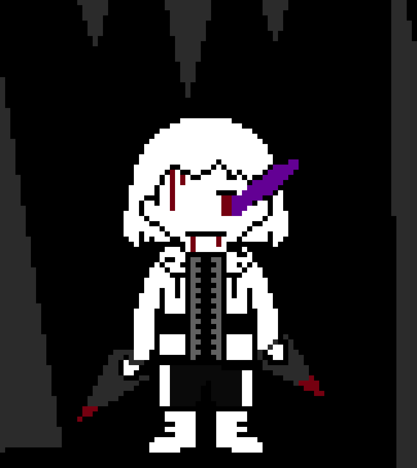 [3354ce] 2,890/400,00) *He tries to dodge but fails to the darkness he then summons in a gaster blaster that oddly looks orange it then fires a orange beam catching you both off guard.*