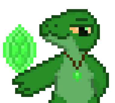 [379d08] [The larger Lizard gives an amused look at the two, before staring back at the figure, they say something else in a unknown language, and the smaller Lizard looks as well]