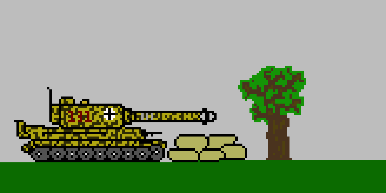 [9664c4] Tiger I tank pixel art ting