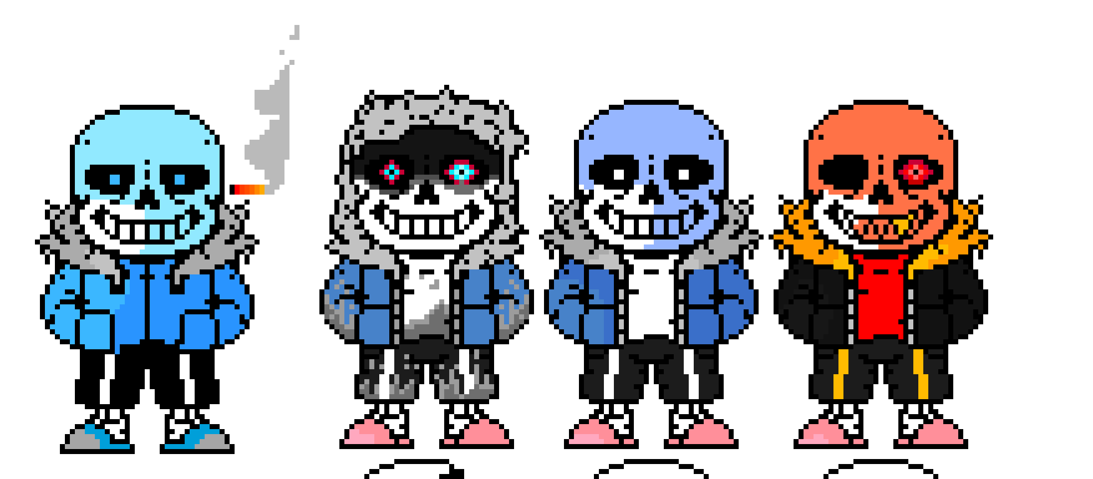 [89c9f1] SwapSwap Sans,Dusttale sans, Undertale sans, UnderFell sans.(everybody else died except for a bit of Horrors head