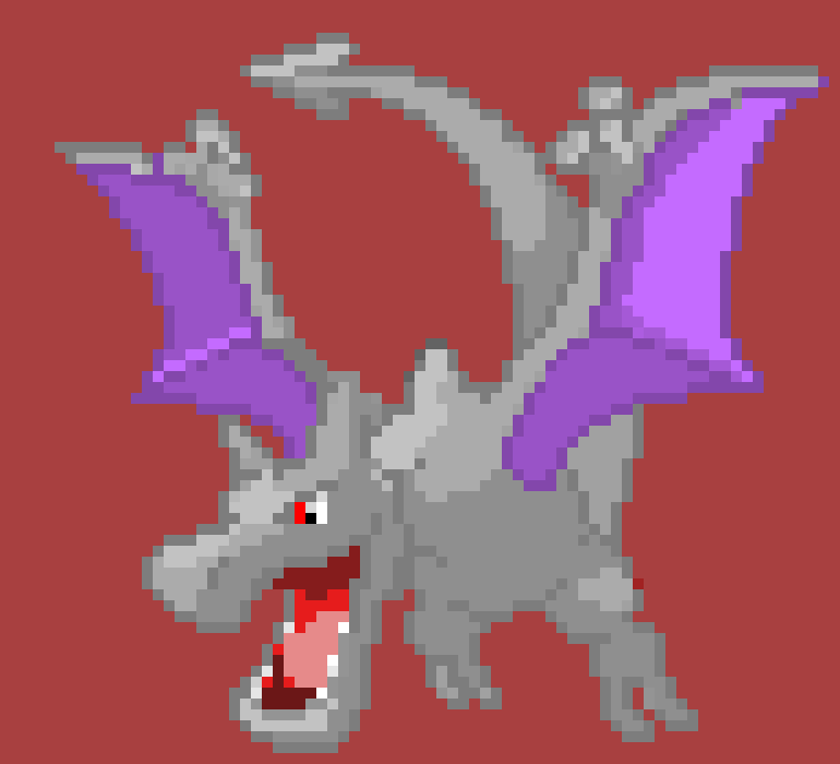 [7398c2] *Aerodactyl flys down by Red* :Red