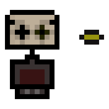 [792f74] (There is a small Robot sitting next to a small gold disk Put the gold disk into the robot? Yes? No?)